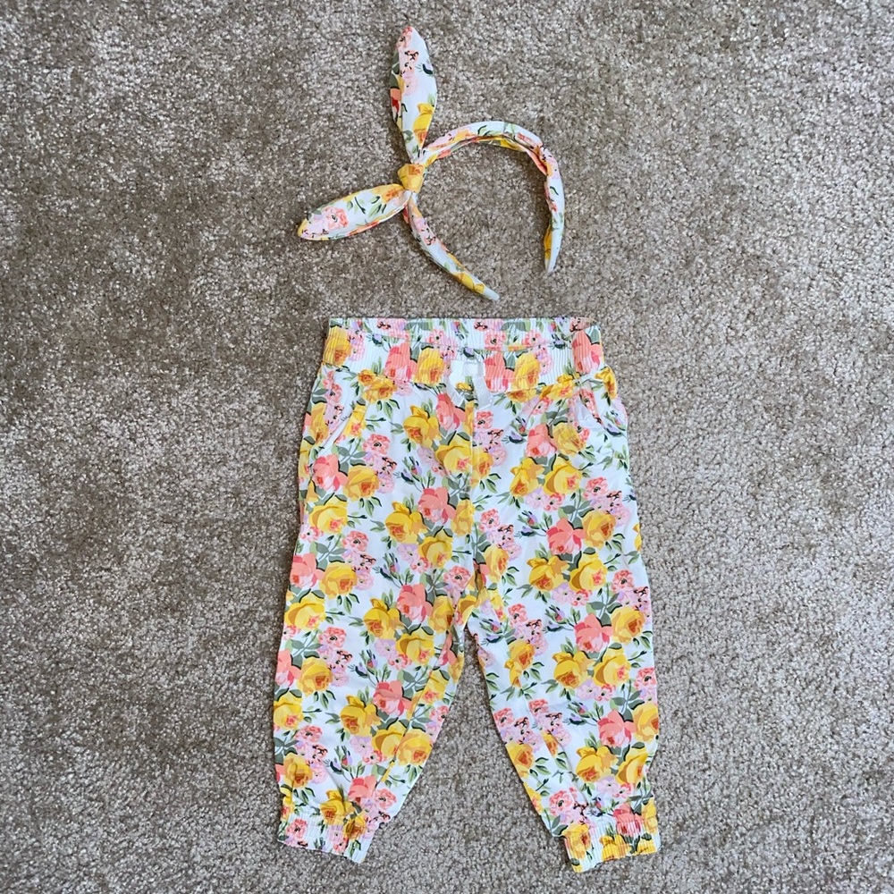 Janie and jack pants headband floral set sz 2t